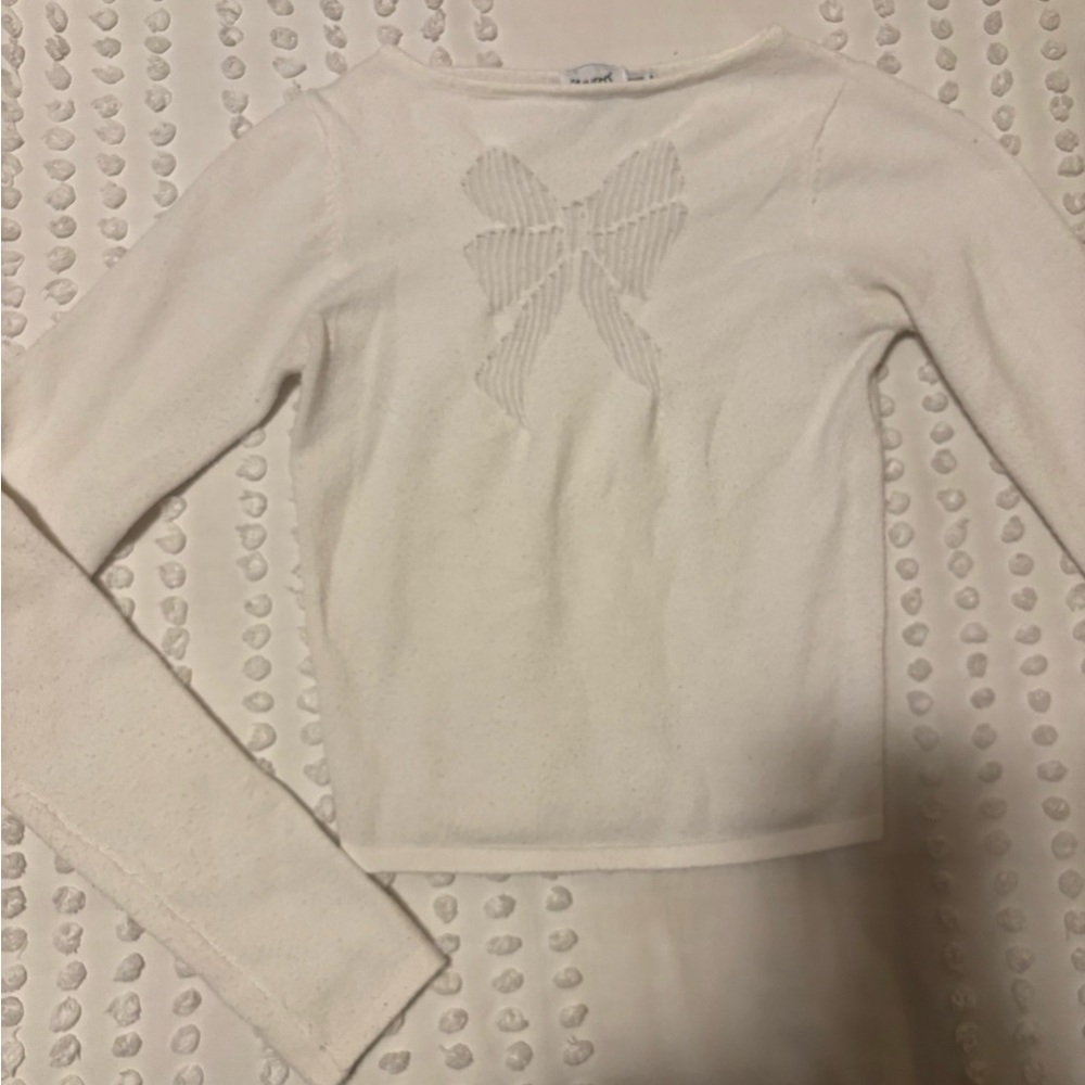 Cream Sweater with Bow Detail